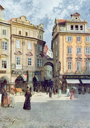 View of Staromestsky Rynk, from 'Stara Praha' (Old Prague) c.1900 (colour litho)