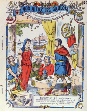 The Foundation of Marseille in 600 BC, from 'Nos Aieux les Gaulois' (coloured engraving)