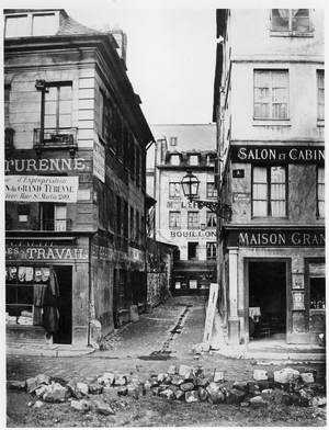 Paris 4 rue de Breteuil, view taken from rue Reaumur towards rue Vaucanson, 1858-78 (b/w photo)