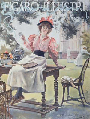 Tennis, front cover of 'Figaro Illustre' magazine, 1893 (colour litho)