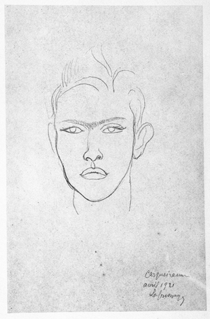 Raymond Radiguet (1903-23), 1921 (pencil on paper) (b/w photo)