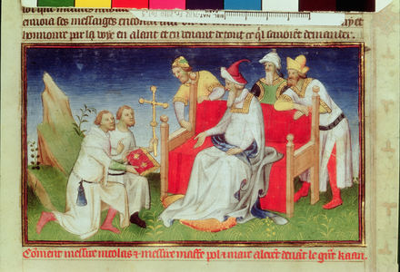 Nicolo and Marco Polo before the Great Khan, c.1410-12 (tempera on vellum)