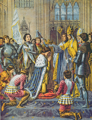 The Coronation of Charles VII in Reims, c.1900 (colour litho)