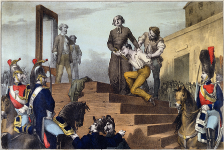 Execution of Jean-Baptiste Troppmann (1848-1970) 19th January 1870, c.1870 (coloured engraving)