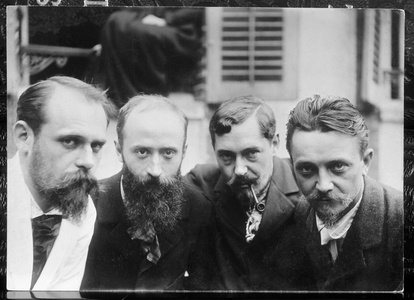 Ker Xavier Roussel (1867-1944) Edouard Vuillard (1968-1940) Romain Coolus (1868-1952) and Felix Vallotton (1865-1925) (from L. to R.) (b/w photo)