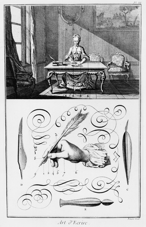 The Art of Writing, illustration from the 'Encyclopedie' by Denis Diderot (1713-84) 1763 (engraving) (b/w photo)