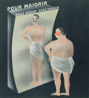 Advertisement for a medical slimming aid 'Adipolysine', c.1935 (colour litho)