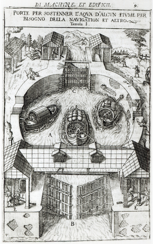 Design for a canal Lock, 1607 (woodcut)