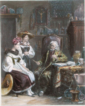 At the Country Doctor, c.1840 (colour litho)