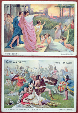 Cards for children advertising 'Cacao van Houten', early 20th century (colour litho)