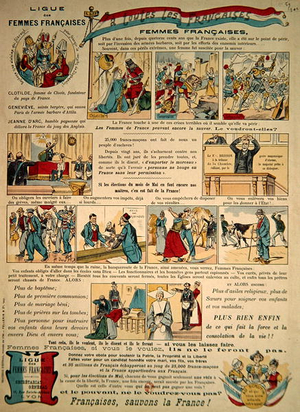 Propaganda for the 'Ligue des Femmes Francaises (LFF), 1902 (colour litho)