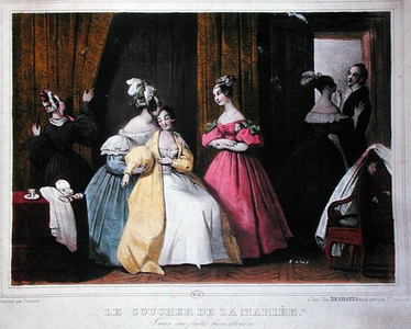 The Wedding Night, c.1840 (coloured engraving)