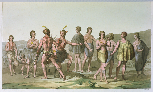 American indians from South Carolina, c.1820 (coloured engraving)