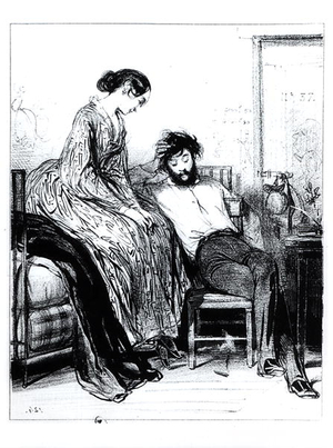 In Prison for Debt at Clichy, c.1830-40 (litho) (b/w photo)