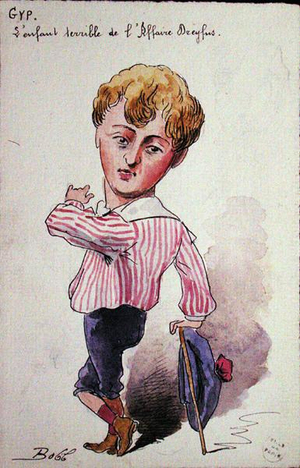 'L'Enfant Terrible de l'Affaire Dreyfus'. postcard depicting 'Gyp' (colour litho)