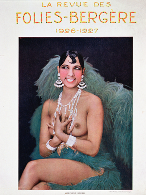 Josephine Baker (1906-75), illustration for the cover of a programme at the Folies Bergere, 1926-7 (colour litho)