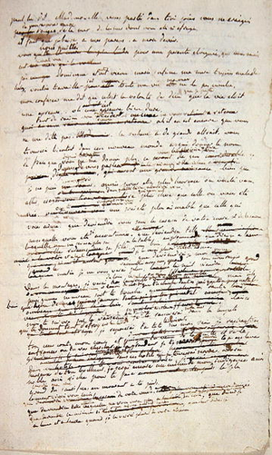 A page of the original manuscript of 'Paul et Virginie', 1787 (pen & ink on paper)