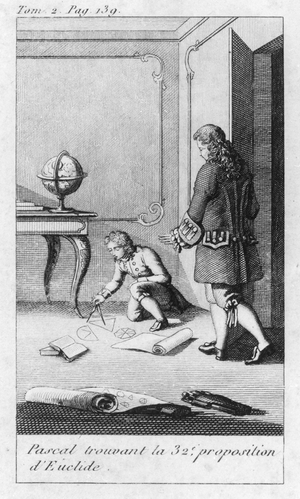 Scene from the childhood of Blaise Pascal (1623-62) early 19th century (engraving) (b/w photo)