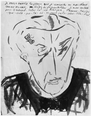 Portrait of Bunyan, c.1935-36 (w/c on paper) (b/w photo)