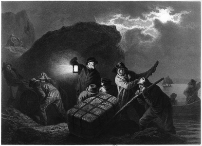 Smugglers on the Eastern Coast of Sweden,  19th century (litho)