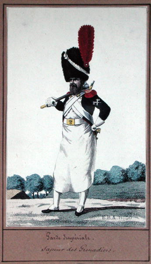 The Imperial Guard, Sapper of the Grenadiers, (coloured engraving)