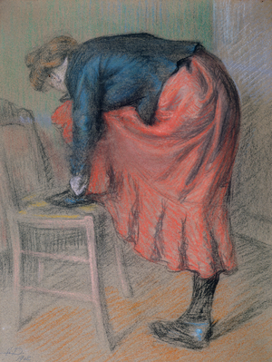 Woman Lacing Her Shoes, 1902 (pastel on paper)