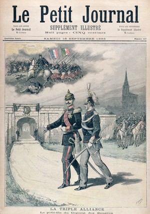 The Triple Alliance, illustration from 'Le Petit Journal' 1893 (colour litho)