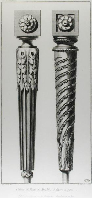 Sample of furniture legs from 'Oeuvres diverses de Lalonde, decorateur et dessinateur' (engraving) (b/w photo)