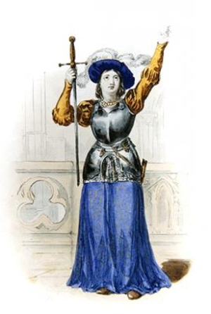 Joan of Arc, illustration from 'Le Plutarque Francais' by E. Mennechet, 1835 (colour engraving)