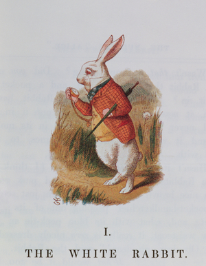 The White Rabbit, illustration from 'Alice in Wonderland' by Lewis Carroll (1832-98) adapted by Emily Gertrude Thomson (d.1932) 1889 (colour litho)