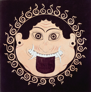 Gorgon's Head, copy of an original antique greek vase, early 19th century (colour litho)