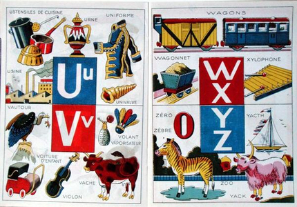 Letters U to Z, from an alphabet, c.1940-50 (colour litho)