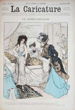 'The Trouser Petticoat', cover illustration from 'Le Caricature;, 24th December 1898 (colour litho)