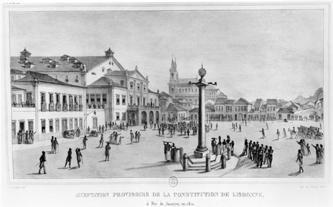 Temporary Acceptance of the Lisbon Constitution, Rio de Janeiro, 1821, illustration from 'Voyage Pittoresque et Historique au Bresil', Paris, 1835 (litho) (b/w photo)