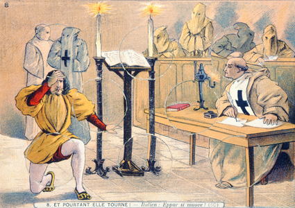 'Eppur si muove',The Trial of Galileo Galilei (1564-1642) in 1633 (colour litho)