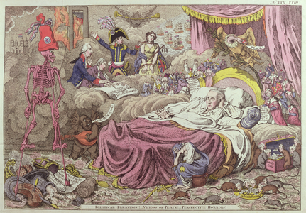 'Political Dreamings, Visions of Peace, Prospective Horrors', caricature on the Peace of Amiens, 25th March 1802 ( colour engraving)
