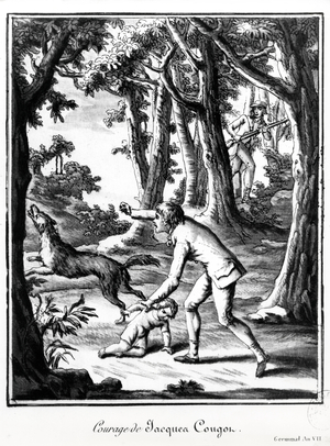 Courage of Jacques Cougon, 1799 (engraving) (b/w photo)
