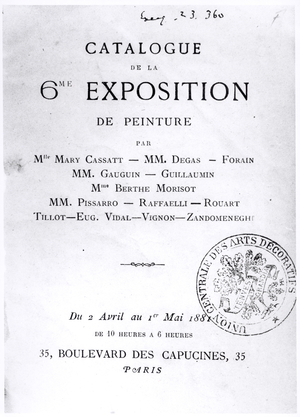 Title page for the catalogue of the 6th Impressionist Exhibition, 1881 (b/w photo)