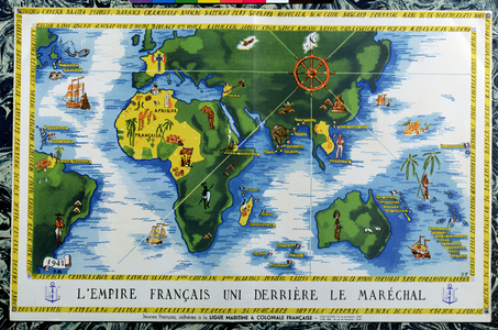 The French Empire behind the Marshal, propaganda poster for the Vichy Government, 1941 (colour litho)