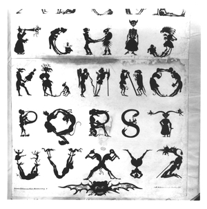 Devilish Alphabet, engraved by Delannois, 1825 (litho) (b/w photo) (detail, see also 184307, 184308, 184310 to 184312)