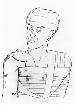 Andre Breton (1896-1966) illustration for a collection of poems 'Clair de terre' and 'Les Pas Perdus' by Andre Breton, 1923 (pen & ink on paper) (b/w photo)