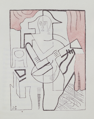 Illustration for 'La Guitare Endormie' by Pierre Reverdy (1889-1960) 1919 (coloured engraving)