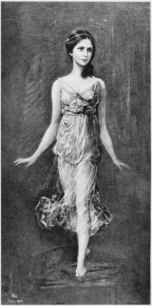 Isadora Duncan (1877-1927) November 1902 (oil on canvas) (b/w photo)