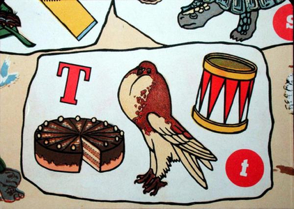 The letter 'T', from an alphabet, 1945 (colour litho)