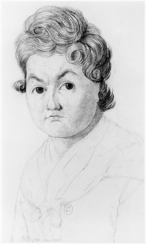 Mad woman for love, illustration from an unpublished treatise by Jean Etienne Dominique Esquirol (1772-1840) on the lunatics of the Salpetriere asylum, c.1818 (pencil on paper)