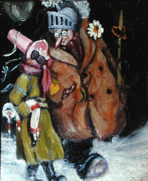 The Return of the Carnival, c.1920-30 (oil)