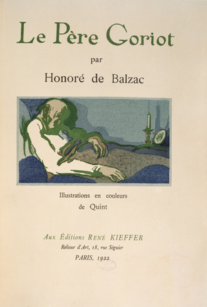 Title page from 'Le Pere Goriot' by Honore de Balzac, published in 1922 (colour litho)