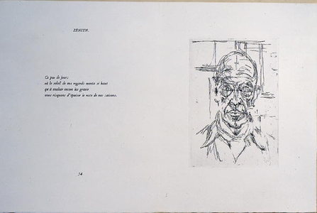 Portrait of Michel Leiris (1901-90) with a poem, 1961 (etching)