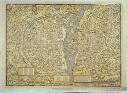 Reproduction of the 'Basel' Map of Paris, originally produced in 1552-59 (colour litho)