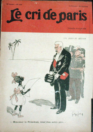 President Alexandre Millerand (1859-1943) and Africa, from 'Le Cri de Paris', 23rd April 1922 (colour litho)